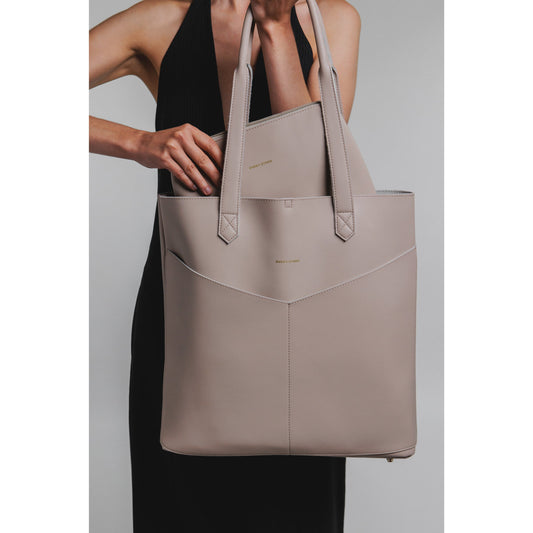 Every Other Twin Strap Portrait Tote - Taupe