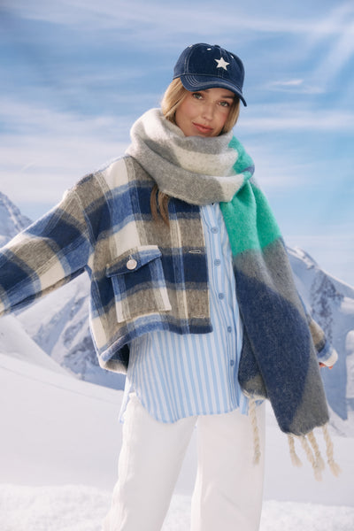 Fargo Cropped Jacket - Blue Check