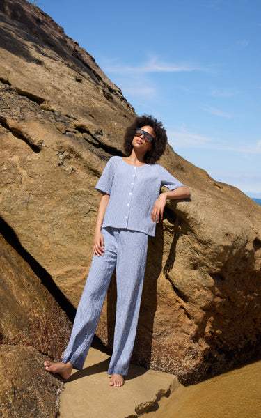 Jilma Top - Blue/White Check Shirt