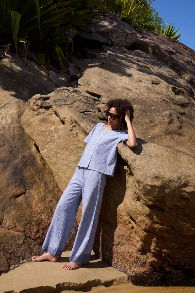 Jilma Top - Blue/White Check Shirt