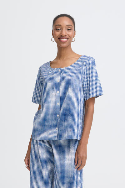 Jilma Top - Blue/White Check Shirt