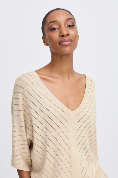 Mobbe V Neck Jumper - Frosted Almond