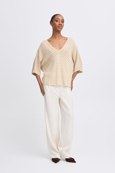 Mobbe V Neck Jumper - Frosted Almond