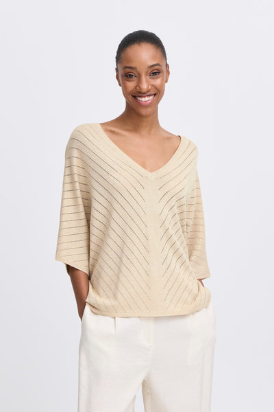 Mobbe V Neck Jumper - Frosted Almond