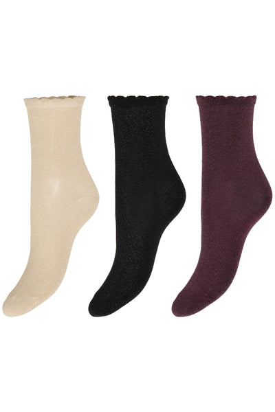 Vilaine Sock Box: Black, Wine, Soft Champagne