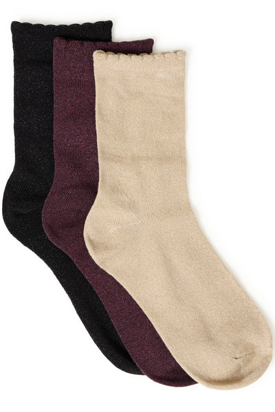 Vilaine Sock Box: Black, Wine, Soft Champagne