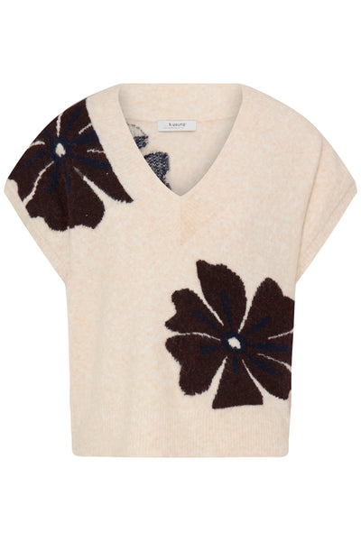 Omea V Neck Slipover - Fig Mel Flower