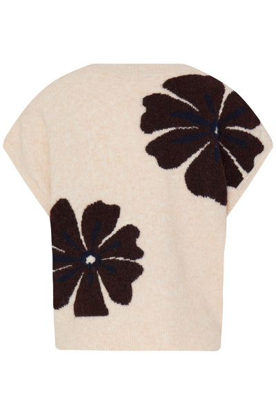 Omea V Neck Slipover - Fig Mel Flower