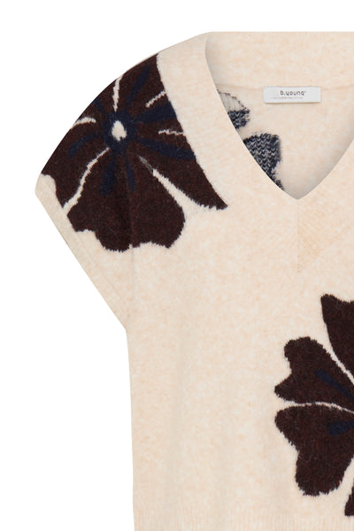 Omea V Neck Slipover - Fig Mel Flower