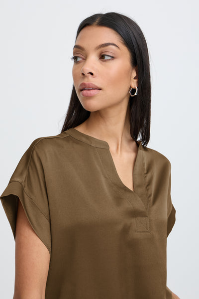 Selita V Placket Neck - Sepia