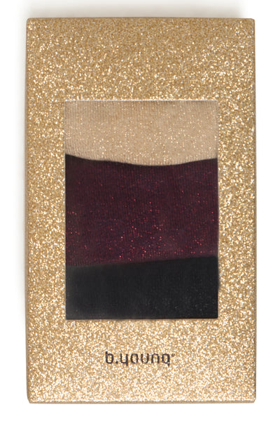 Vilaine Sock Box: Black, Wine, Soft Champagne