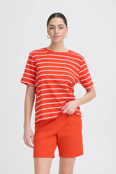 Nova Stripe Tee - Fiery Red Stripe