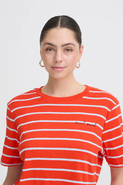 Nova Stripe Tee - Fiery Red Stripe