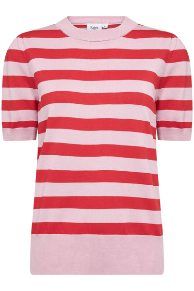 Mila Block Stripe Knit - Pink Flame Block