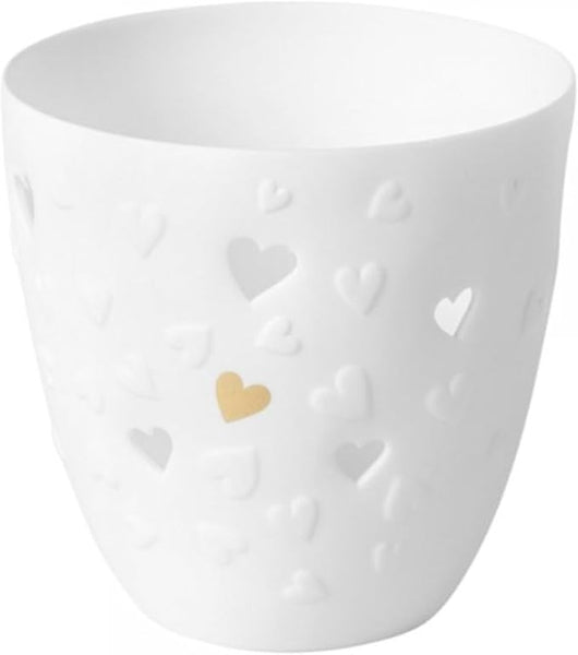 Räder Porcelain Poetry Tealight Holder with Golden Hearts