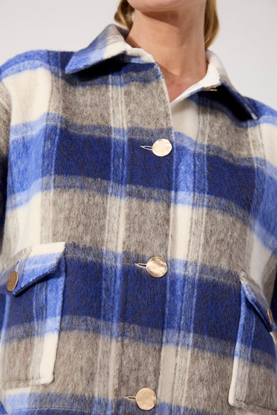 Fargo Cropped Jacket - Blue Check