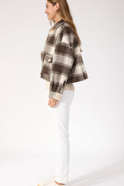 Fargo Cropped Jacket - Brown Check