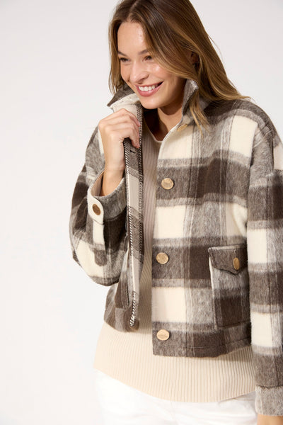Fargo Cropped Jacket - Brown Check