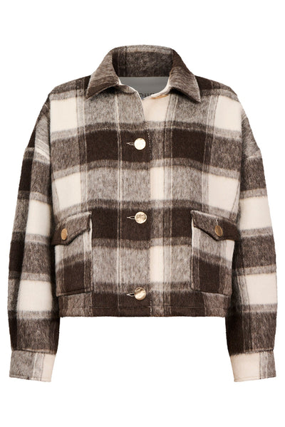 Fargo Cropped Jacket - Brown Check