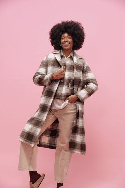 Fargo Cropped Jacket - Brown Check