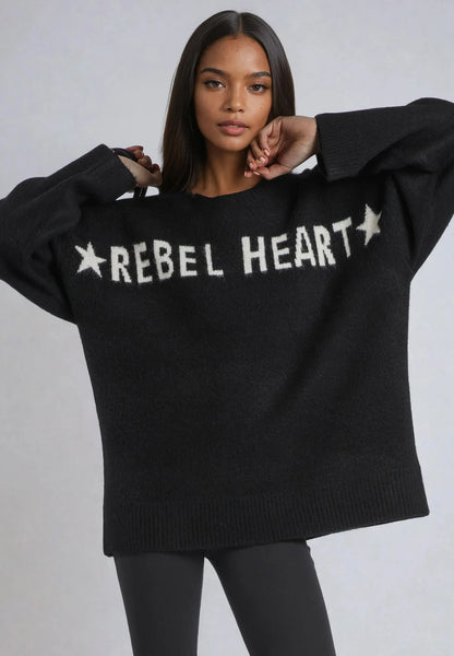 REBEL HEART JUMPER BLACK
