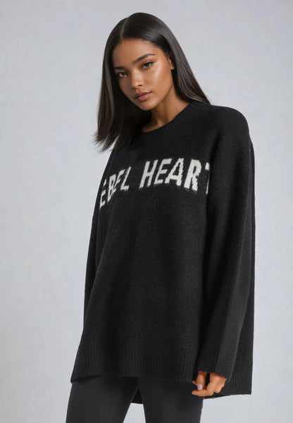 REBEL HEART JUMPER BLACK