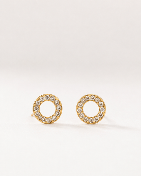 Tessa Crystal Halo Earrings Gold