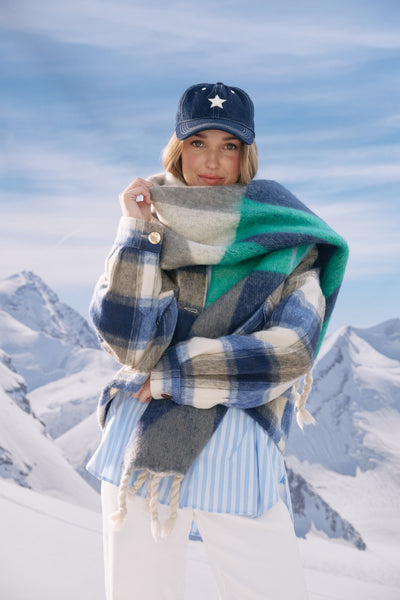 Fargo Cropped Jacket - Blue Check