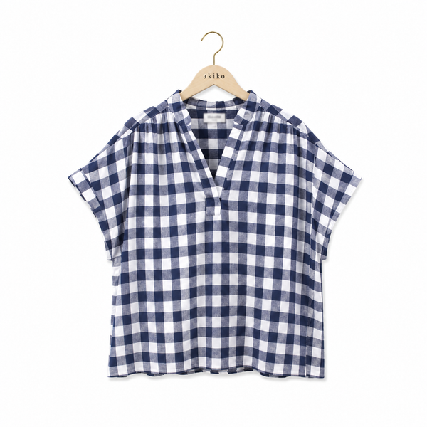 Navy Check Blouse