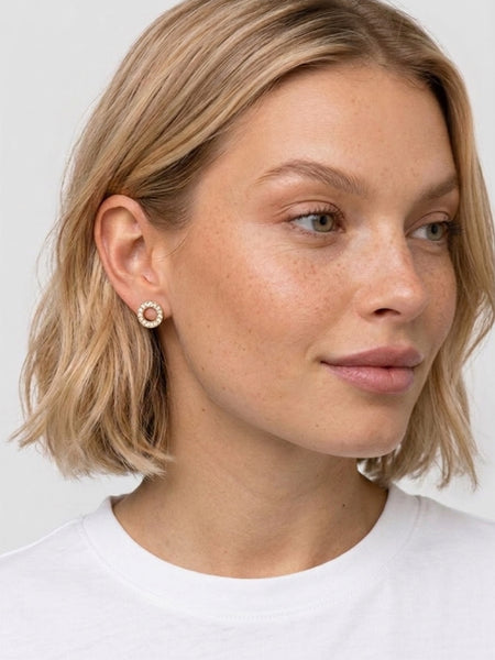 Tessa Crystal Halo Earrings Gold