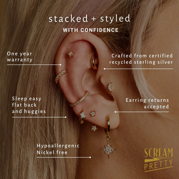 Diamond Drop Single Flat Back Earring