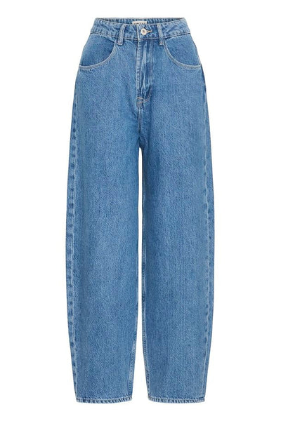 Balloon Leg Jeans  - Mid Blue Wash