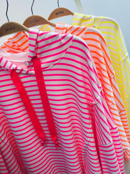 Neon Orange Striped Hoodie