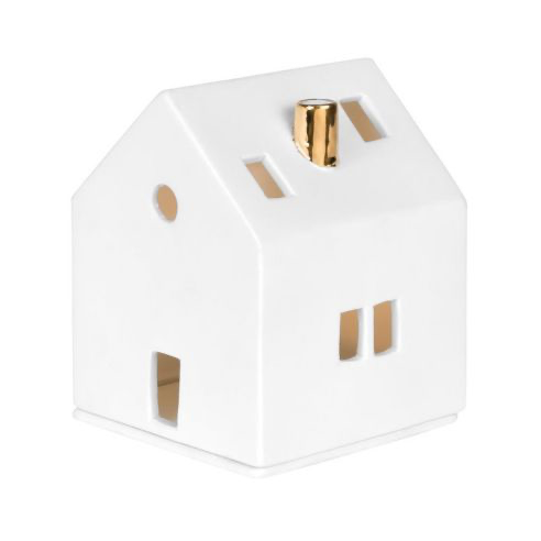 Porcelain Village House with Gold Chimney