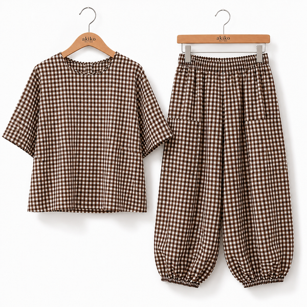 Brown Gingham Top