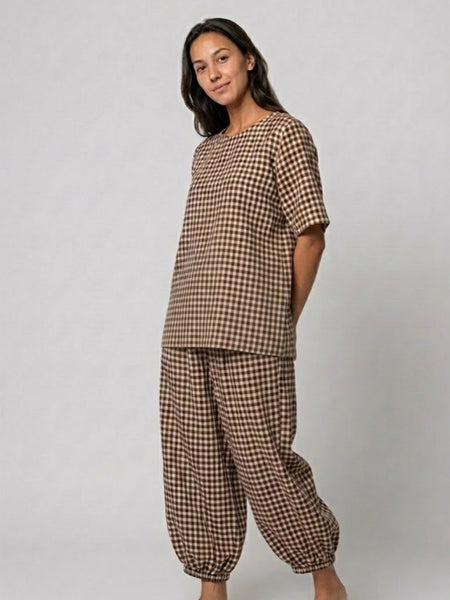Brown Gingham Top