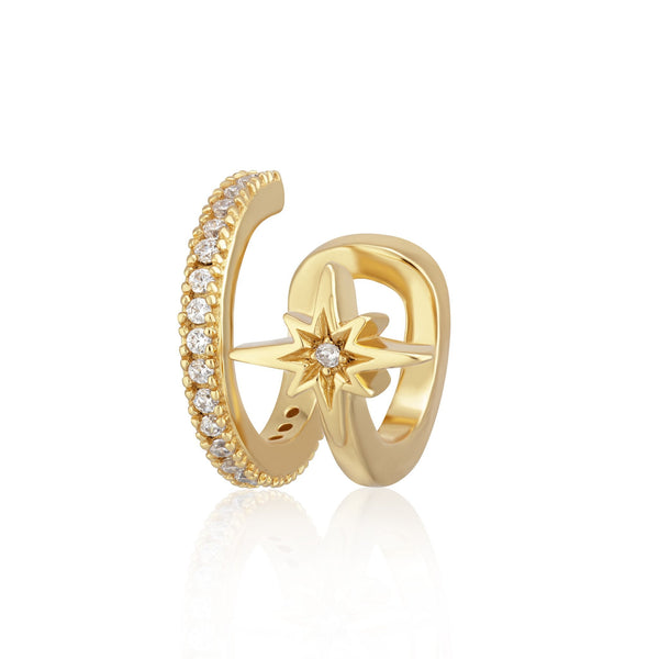 Star Double Band Small Single Ear Cuff
