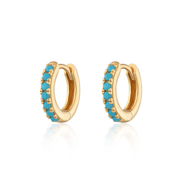Huggie Earrings With Turquoise Stones