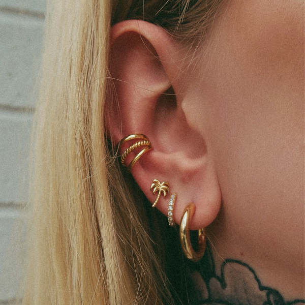 Huggie Earrings with Clear Stones