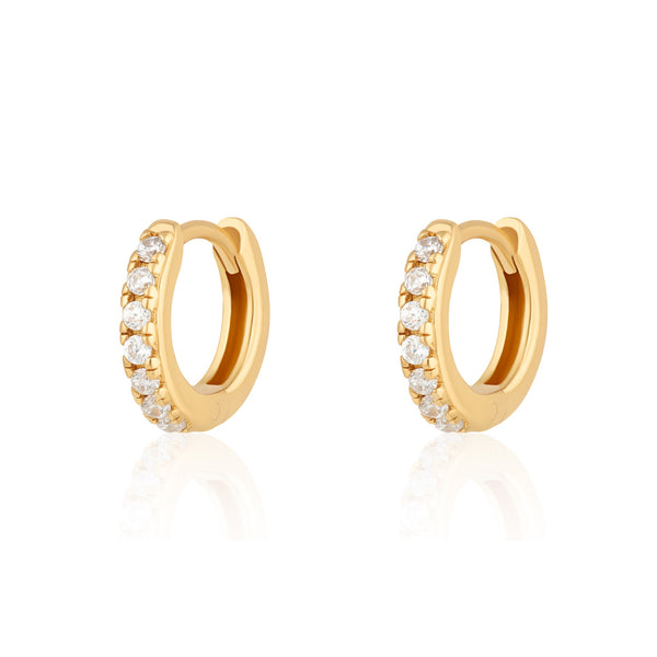Huggie Earrings with Clear Stones