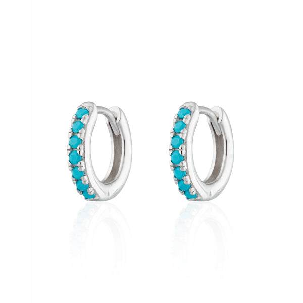 Huggie Earrings With Turquoise Stones