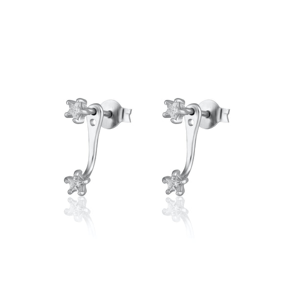 Sparkling Star Ear Jacket Stud Earrings